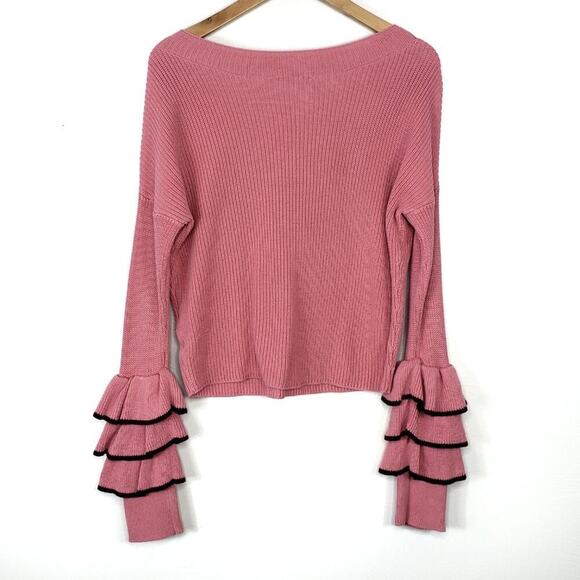 Express Ruffle Bell Sleeve Pullover Sweater Knit Sweater Boho/Retro Size S - Picture 3 of 6